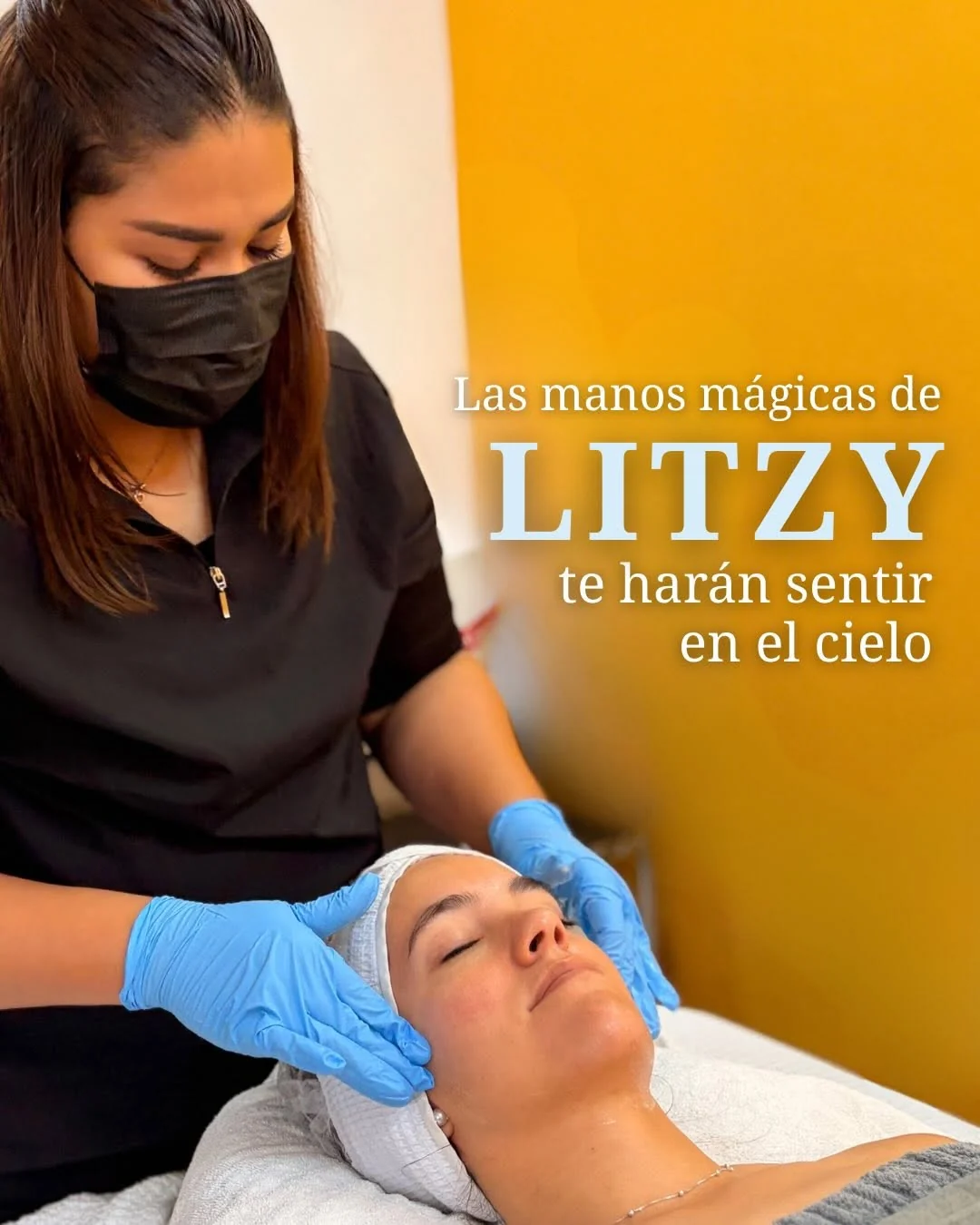 Litzy realizando un tratamiento facial